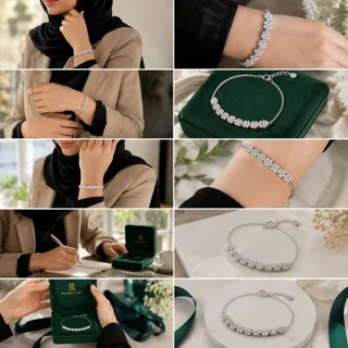 دستبند زنجیری نقره زنانه گالری رضا زاده مدل فلاور 103078738