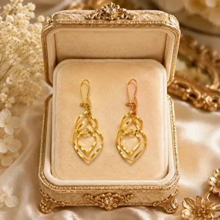 گوشواره آویز نقره زنانه گالری رضا زاده مدل کلاسیک پیچی آبکاری طلا زرد 103075772