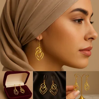 گوشواره آویز نقره زنانه گالری رضا زاده مدل کلاسیک پیچی آبکاری طلا زرد 103075770