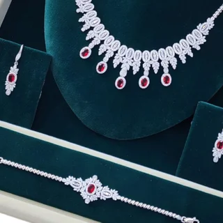 سرویس نقره زنانه مدل نگین یاقوت سرخ اشکی کد 000187 103082168