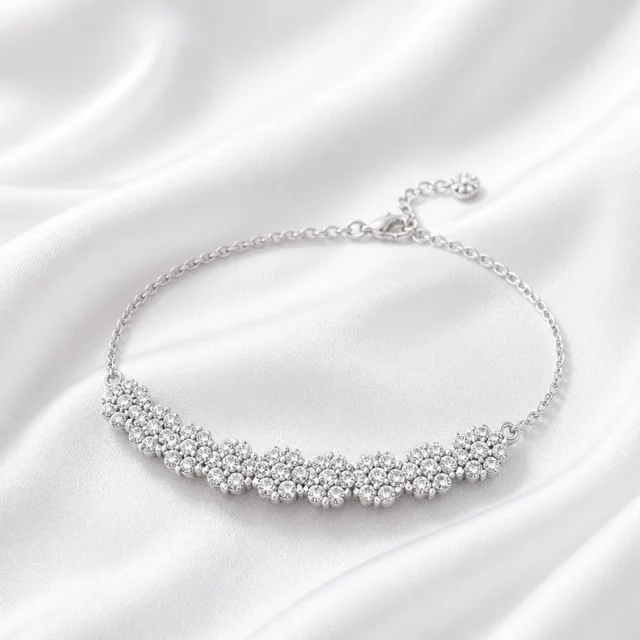 دستبند زنجیری نقره زنانه گالری رضا زاده مدل فلاور 103088054