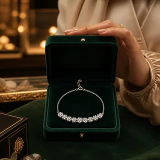دستبند زنجیری نقره زنانه گالری رضا زاده مدل فلاور 103088014