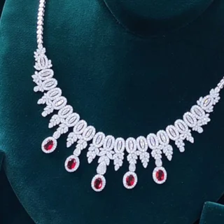 سرویس نقره زنانه مدل نگین یاقوت سرخ اشکی کد 000187 103082166