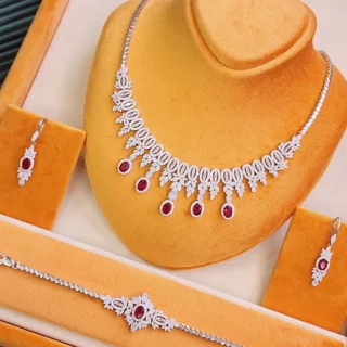 سرویس نقره زنانه مدل نگین یاقوت سرخ اشکی کد 000187 103082190