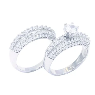انگشتر نقره زنانه مدل 001 مجموعه 2 عددی 103086962