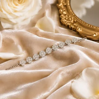 دستبند زنجیری نقره زنانه گالری رضا زاده مدل فلاور 103078734