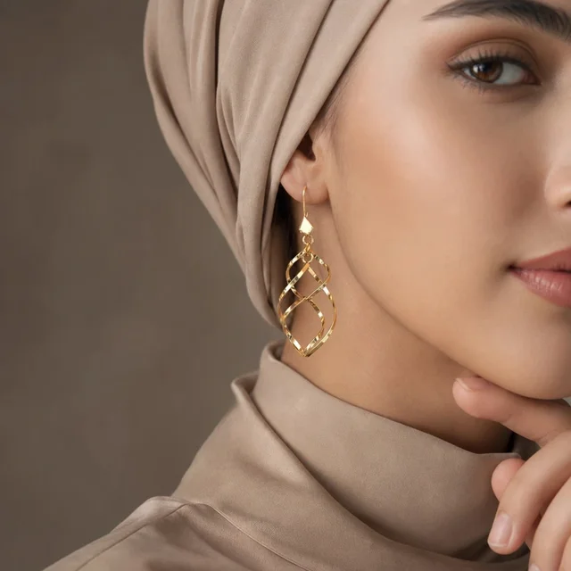 گوشواره آویز نقره زنانه گالری رضا زاده مدل کلاسیک پیچی آبکاری طلا زرد 103075760